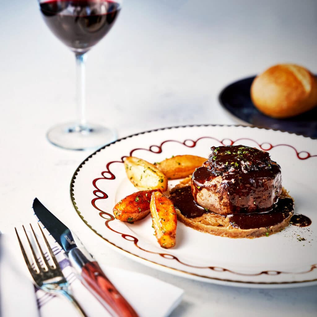 A specialty cruise meal served at a cruise ship