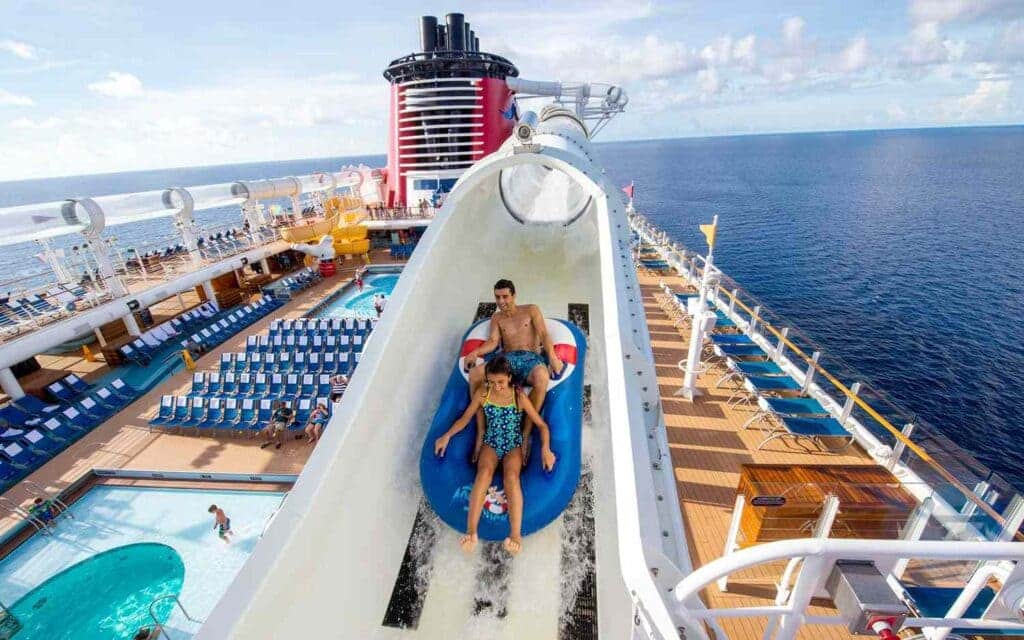 disney line cruise in the waters a boy and girl unwinding