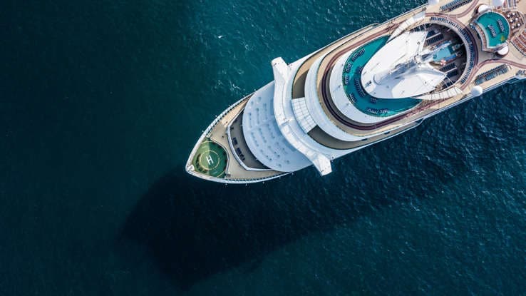 the ariel view of a cruise ship