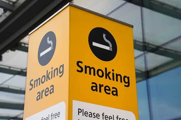 a smoking area board on a cruise