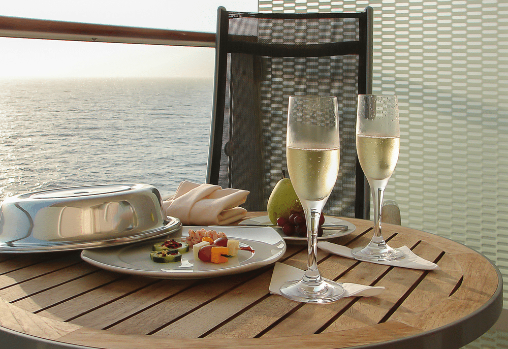 alcohol on cruise table