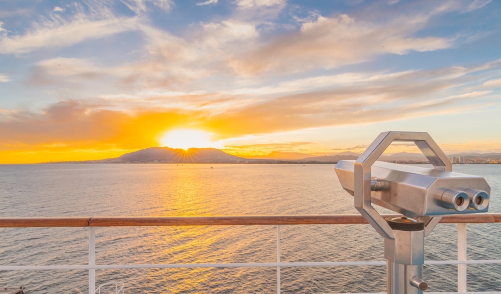 Binoculars On The Deck Of A Cruise Ship As It