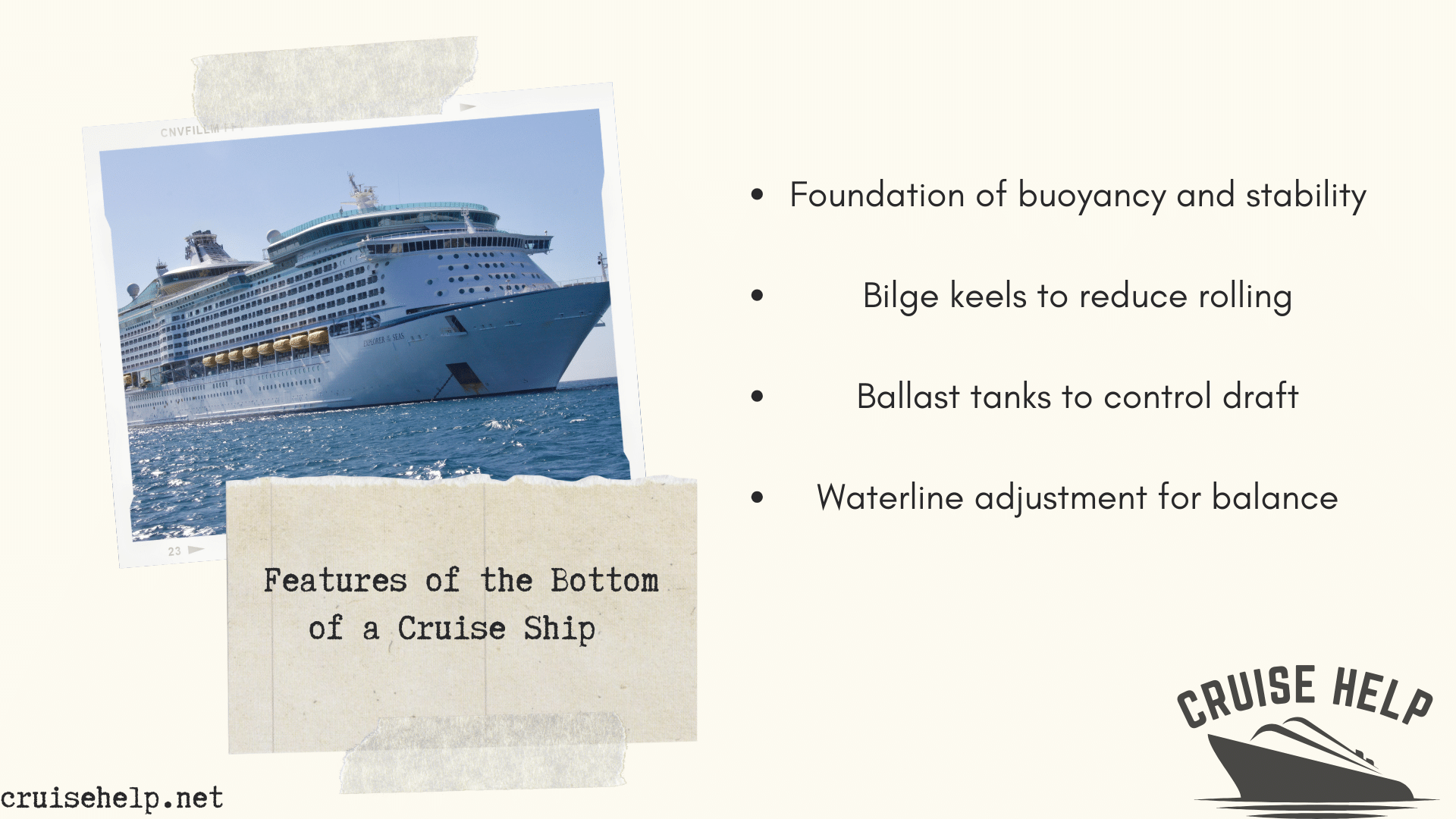 features of bottom of cruise ship